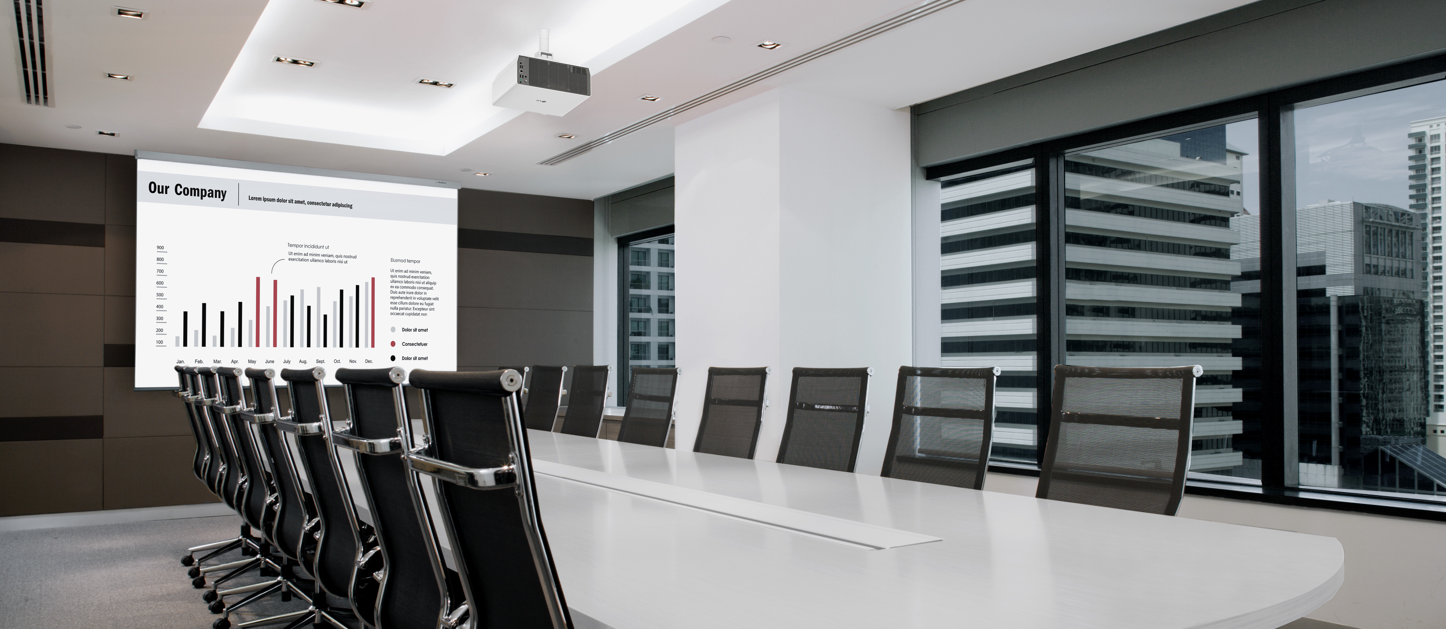 BU60RG is installed on the ceiling in corporate conference room